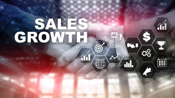 Chart growth concept. Sales increase, marketing strategy. Double exposure with business graph.