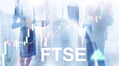FTSE 100 Financial Times Borsa Endeksi Birleşik Krallık İngiltere Yatırım Ticareti konsepti grafikler ve grafiklerle.