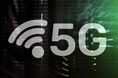 5G Ağ, 5G İnternet Bağlantısı Konsepti dijital arkaplanda. Akıllı iletişim ağı kavramı