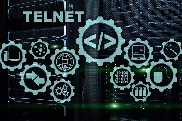 Teletype Network Protocol. Klien terminal virtual Telnet. Konsep Internet dan Jaringan. Telnet . — Stok Foto