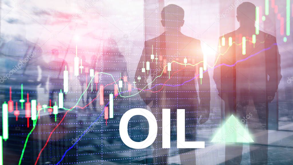 Oil trend up. Crude oil price stock exchange trading up. Price oil up. Arrow rises. Abstract business background.