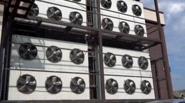 MOSCOW, RUSSIA - May 30, 2019 : Rotating the air conditioner blades Industrial air conditioning system. Editorial