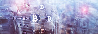 Bitcoin, sunucu Oda zemin üzerine Blockchain kavramı.