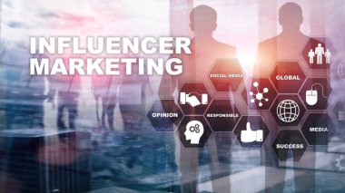 İş dünyasındaki pazarlama kavramını etkiliyor. Teknoloji, internet ve ağ. Soyut arkaplan karışık ortamı.