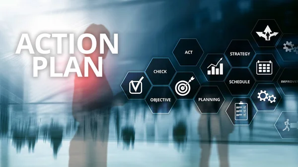 Action Plan Strategy Planning Vision Direction. Financial concept on blurred background — Stock Photo, Image