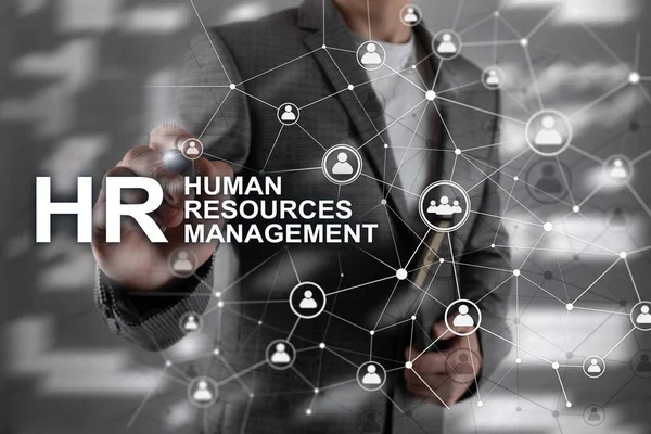 Управління людськими ресурсами, HR, Team Building та концепція вербування на розмитому фоні — стокове фото