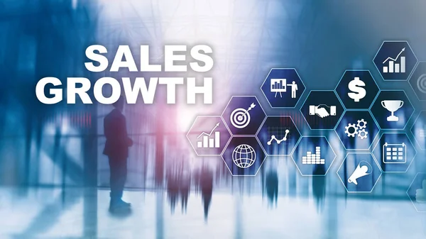 Conceito de crescimento gráfico. Aumento de vendas, estratégia de marketing. Dupla exposição com gráfico de negócios — Fotografia de Stock