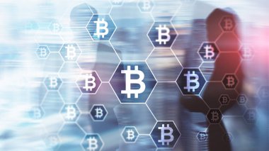 Bitcoin, sunucu Oda zemin üzerine Blockchain kavramı.