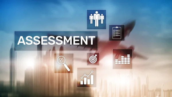 Assessment Evaluation Measure Analytics Analysis Business and Technology concept on blurred background.