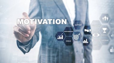 İş öğeleri ile motivasyon kavramı. İş takım. Mali kavramı üzerinde arka plan bulanık. Karışık teknik.