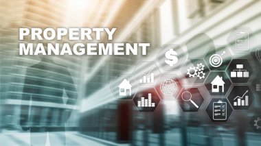 Property management. Business, Technology, Internet and network concept. Abstract Blurred Background. clipart