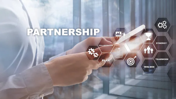 Business Partnership Concept Successful Deal Great Meeting Multiple Exposure Mixed — Stock Photo, Image
