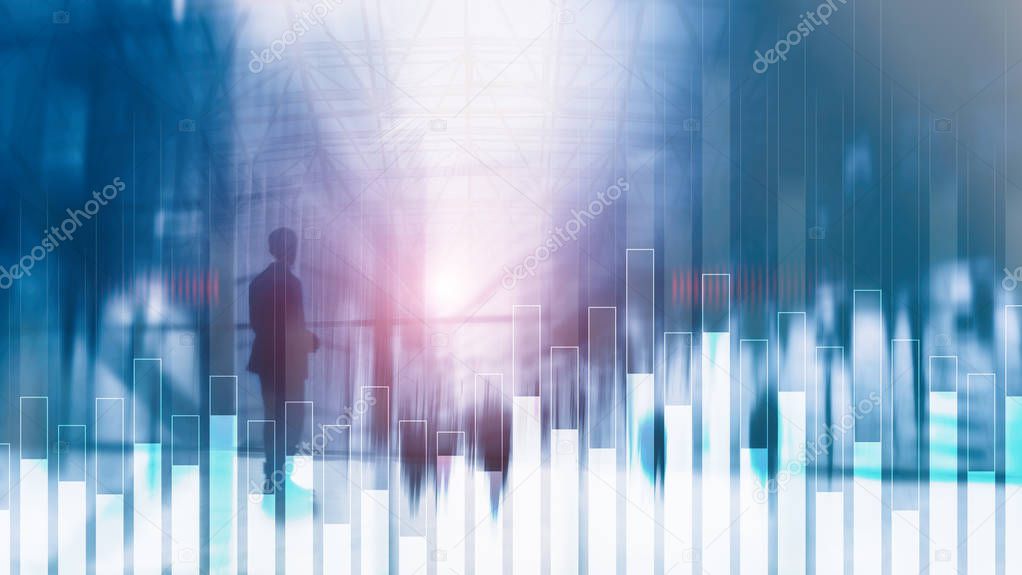 Business and finance graph on blurred background. Trading, investment and economics concept