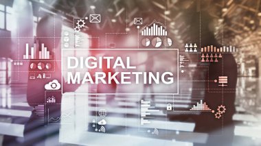 Çift Pozlama arka plan üzerinde dijital pazarlama kavramı.