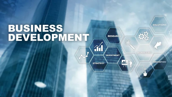 Business Development Startup Growth Statistics. Financial Plan Strategy Development Process Graphic Concept — Stock Photo, Image