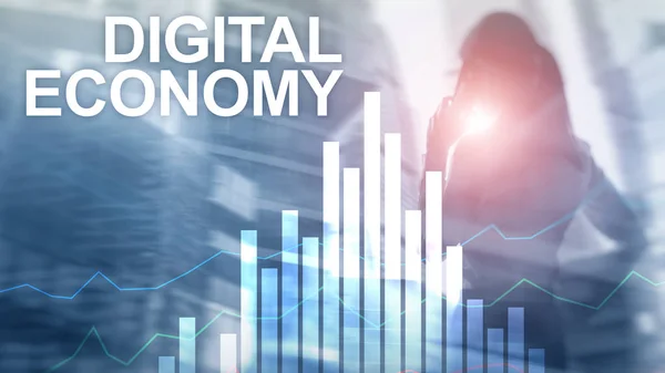 Digitale Wirtschaft, Finanztechnologie-Konzept auf verschwommenem Hintergrund — Stockfoto