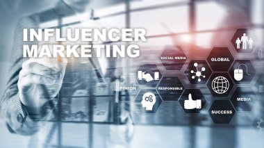 İş dünyasındaki pazarlama kavramını etkiliyor. Teknoloji, internet ve ağ. Soyut arkaplan karışık ortamı