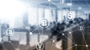 Çift Pozlama kavramı, Bitcoin ve blockchain. Dijital Ekonomi ve ticaret para