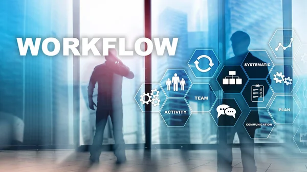 Automação de fluxos de trabalho de negócios. Processo de trabalho. Confiabilidade e repetibilidade em processos tecnológicos e financeiros — Fotografia de Stock
