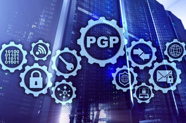 PGP. Довольно хорошая конфиденциальность. Концепция шифрования и безопасности технологий. — стоковое фото