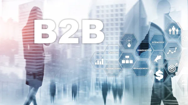 Бізнес для бізнесу B2B - майбутнє технологій. Бізнес-модель. Фінансові технології та концепція комунікації . — стокове фото