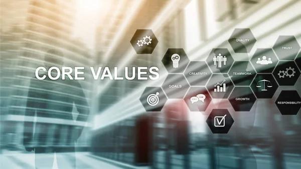 Core values concept on virtual screen. Business and finance solutions — Stock Photo, Image