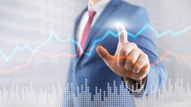 Business Financial Trading Investment konsept grafik sanal ekran çift pozlama