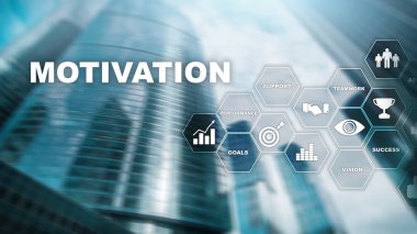 İş öğeleri ile motivasyon kavramı. İş takım. Mali kavramı üzerinde arka plan bulanık. Karışık teknik