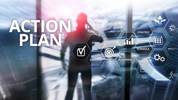 Action Plan Strategy Planning Vision Direction. Financial concept on blurred background. — Stock Photo, Image