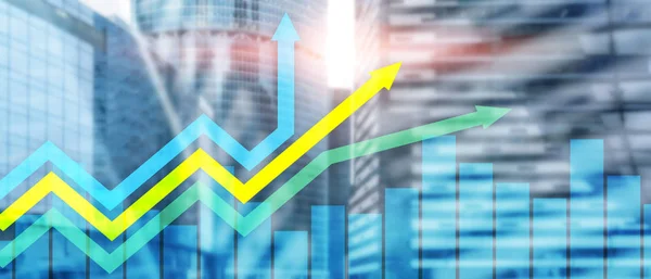 Grafico delle frecce di crescita finanziaria. Concetto di investimento e negoziazione . — Foto Stock