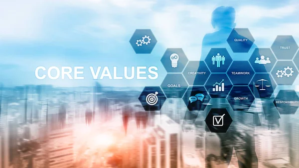 Core values concept on virtual screen. Business and finance solutions. — Stock Photo, Image