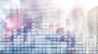 Mali grafik üzerinde bulanık gökdelen office arka plan.