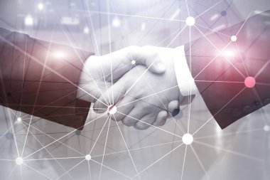 Soyut kafes çizgisi ve noktası. Ofis arka planında bağlantı ve etkileşim