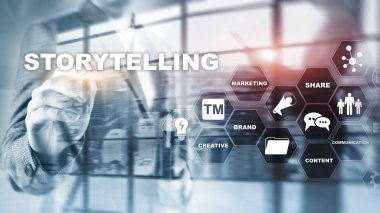 Hikaye anlatma. Finansal İş Hikayesi Konsepti. Bulanık arkaplan