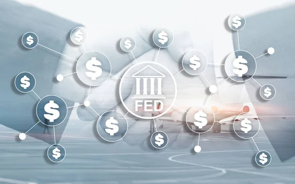 FED sistema de reserva federal EE.UU. sistema financiero bancario concepto de negocio — Foto de Stock