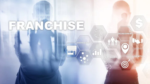 Franquia consept na tela virtual. Marketing Branding Retail and Business Work Mission Concept — Fotografia de Stock