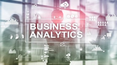 İş analytics kavramı çift pozlama arka plan üzerinde.