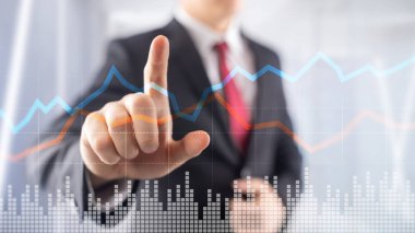 Business Financial Trading Investment konsept grafik sanal ekran çift pozlama.