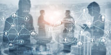 Ağ bağlantıları olan kişilerin simgesi. Sosyal medya konsepti.