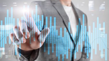 Mum grafik, mali grafik arka plan bulanık arka plan üzerinde ticaret ve yatırım konseptiyle.