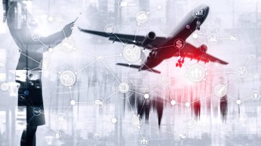 Sanal ekran karışık medya üzerinde iş süreci yapısı endüstriyel iş akışı diyagramı otomasyon yenilik kavramı