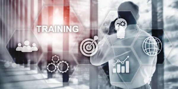 培训Webinar商业互联网技术概念。虚拟屏幕上的注册：培训 — 图库照片
