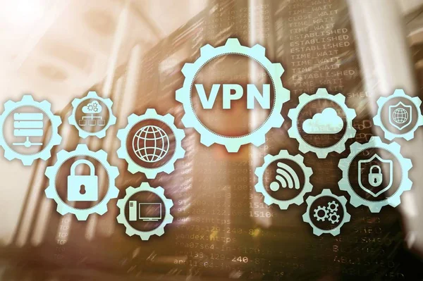 Безопасное VPN соединение. Концепция виртуальной частной сети или интернет-безопасности — стоковое фото