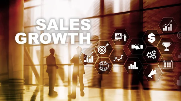 Концепция роста графика. Рост продаж, маркетинговая стратегия. Двойная экспозиция с бизнес-графом — стоковое фото