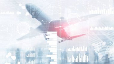 İş zekası. Diyagramı, grafik, hisse senedi Alım Satım, yatırım Pano, şeffaf arka plan bulanık.