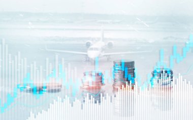Stock Trading mum grafiği ve diyagramları. Soyut çift pozlama Finans arka plan.