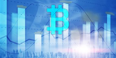 Bitcoin ve diyagram. Futuristik arka plan üzerinde kripto simgesi. Ticaret Borsası borsasının yatırımı
