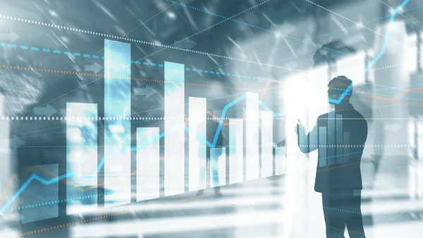 İş teknolojisi internet kavramı çift pozlama dişli soyut arka plan.