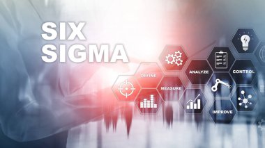 Altı Sigma, üretim, kalite kontrol ve endüstriyel süreç geliştirme konsepti. İş, İnternet ve Teknoloji.