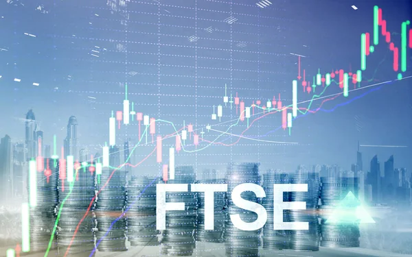 FTSE 100 Financial Times Borsa Endeksi Birleşik Krallık İngiltere Yatırım Ticareti konsepti grafikler ve grafiklerle
